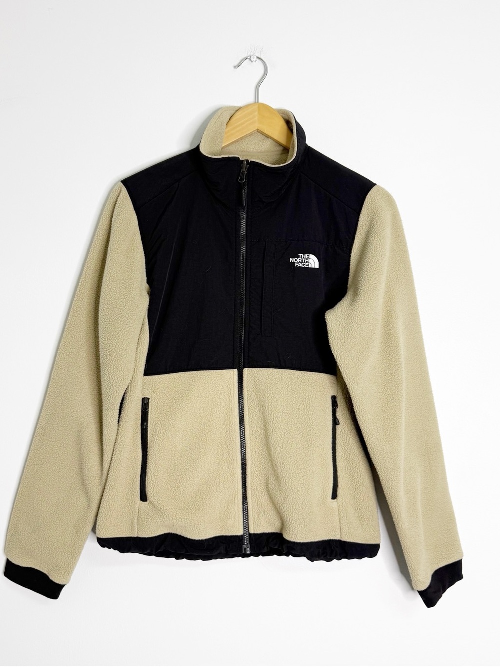 The North Face Denali Jacket Small Beige Black Full Zip Fleece
